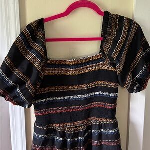 Anthropologie Hutch Sunset Embroidered
Jumpsuit Outfit Puff Sleeve Boho